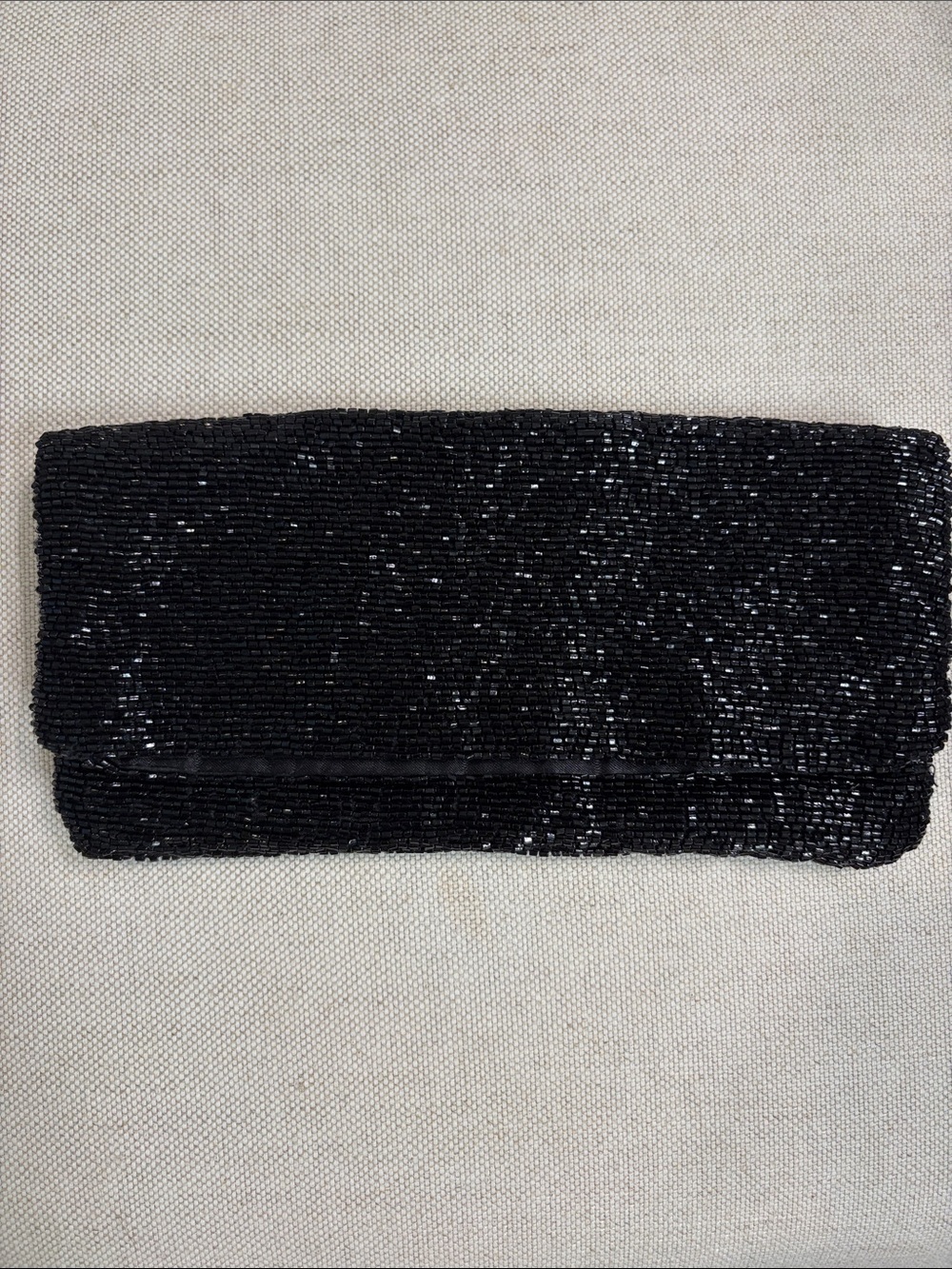 LOFT Black Beaded Foldover Clutch